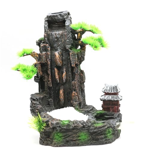 YIGZYCN Naturalistischer Harz Wasserfall Bergaquarium Ornament Mit Fließendem Wasserfall Effekt Für Fischtanks Lebensraum Dekore von YIGZYCN