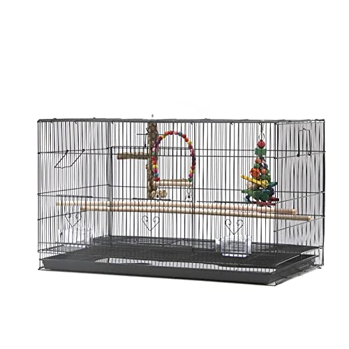Großer Vogelkäfig, Schmiedeeisen-Vogelkäfigträger, atmungsaktiver Reisekäfig mit Futternäpfen, quadratisches Vogelkäfighaus für drinnen und draußen, zur Präsentation kleiner Vögel, Papageienkäfig von TSVSSGFU(売店)