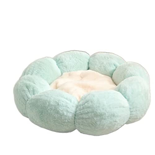 Plüsch kreisförmiger Haustierbett mit Wärme und beruhigender Wirkung für Katzen und Hunde - grünes und weißes Farbschema - ideal für kleine Haustiere (Durchmesser: 40 cm) von YIHANSS