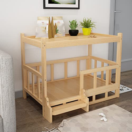YIHANSS Abnehmbarer Massivholz Zwinger Hundebett für goldene Retriever und Katzen - luxuriöse Haustierbettwäsche in einem natürlichen Finish (75 * 76 cm) von YIHANSS
