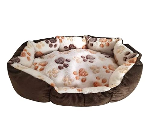 YIHANSS Beruhigende Hundebett Kleiner Hundebett Druck achteckiger Zwinger super weiche Baumwoll Samt Winter warmes Katzensbett -Matratzenmatte für Haustiere (Farbe: A, Größe: 37 cmx32cm) von YIHANSS