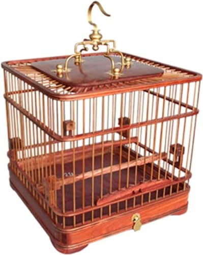 YIHANSS Feiner Vogelflugkäfig Retro-Stil Holzvogelkäfig Klassisch quadratisch geschnitzter Vogelträger Gartendekoration für Xuanfeng Canary Love Vogelzuchtkäfig Nymphensittichkäfig von TSVSSGFU(売店)
