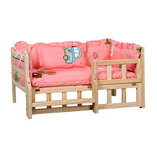 YIHANSS Holzhundbett mit weicher Matte, Zaun und Treppe - erhöhtes orthopädisches Zwinger -Sofa für große, mittelgroße und kleine Haustiere, geeignet für Winter- und Sommer -Usepink1xl YIHANSS Holzhundbett mit weicher Matte, Zaun und Treppe - erhöhtes orthopädisches Zwinger -Sofa für große, mittelgroße und kleine Haustiere, geeignet für Winter- und Sommer -Usepink1xl von YIHANSS