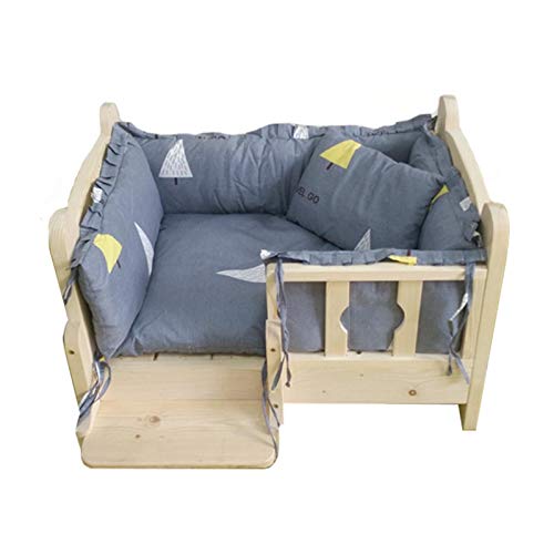 YIHANSS Innen-/Outdoor -Holzhundbett mit Schienen und Treppen - Große, mittelgroße, kleine, erhöhte Haustierbetten mit Abnehmbarer Matte YIHANSS Innen-/Outdoor -Holzhundbett mit Schienen und Treppen - Große, mittelgroße, kleine, erhöhte Haustierbetten mit Abnehmbarer Matte von YIHANSS
