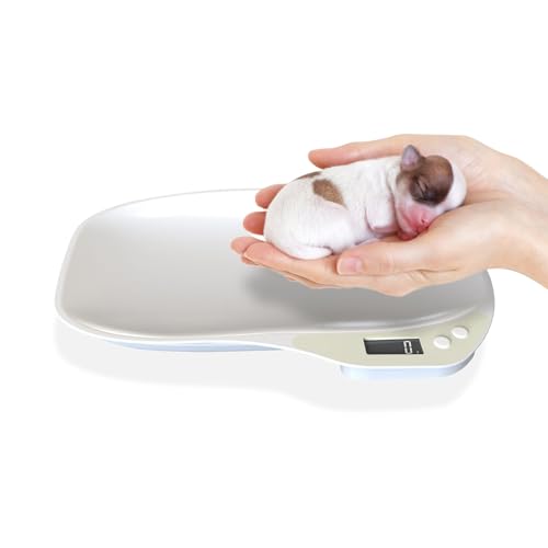 Waage für kleine Haustiere, Tierwaage für Kleine Tiere, 15Kg (±1gram) LCD Digitale Katzenwaage Kleintierwaage mit 4 Wiegemodi (oz/ml/lb'oz/g), für Küche, Futter, Kleinen Katzen Hunden von YIK TUNG