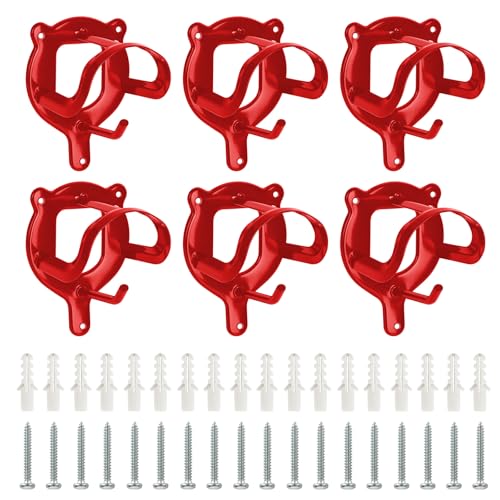 YIK TUNG 6 Stück Pferde-Zaumzeughalter, Equestrian Bridle Hanger, Halterung Zaumzeug, Aufbewahrung Halfter Aufhänger, Haken Pferd Tack, Metall Trensenhalter für Pferde, Reitstall, Sattelkammer - Rot von YIK TUNG