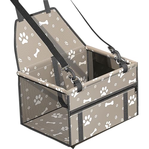Autositz-Haustier-Tragetasche, 39 x 30 x 24 cm, faltbar, grau, hochfestes Oxford für Hund und Katze (Grau, M) von YIKANGHENG