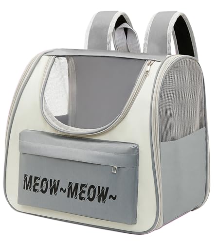 Haustier-Rucksack-Tragetasche, 35 x 30 x 22 cm, faltbar, grau, atmungsaktiv, hochfestes Oxford für Hunde und Katzen mit weniger als 4 kg Gewicht (grau) von YIKANGHENG