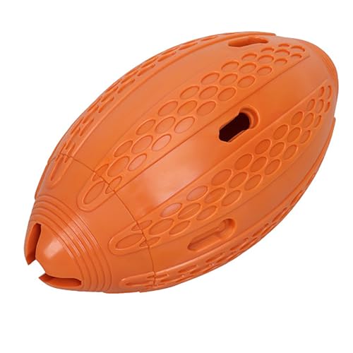 YIKANGHENG Hundespielzeug zum Zähneknirschen, 17,8 x 8,9 cm, orangefarbenes Silikon-Rugby für interaktivierende und neckende Hunde (Orange) von YIKANGHENG