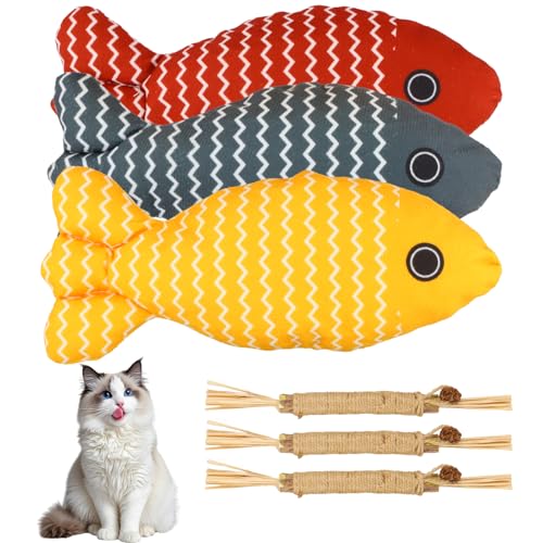 6 Stück Katzenspielzeug, Knabberstangen Katze, Katzenminze Sticks, Interaktive Spielzeug, Katzen Sticks zur Zahnreinigung, Simulation Fisch, Plüschtiere für Haustiere, für Katzen Spielen und Kauen 6 Stück Katzenspielzeug, Knabberstangen Katze, Katzenminze Sticks, Interaktive Spielzeug, Katzen Sticks zur Zahnreinigung, Simulation Fisch, Plüschtiere für Haustiere, für Katzen Spielen und Kauen von YILANJIN