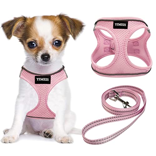 YIMEIS Hundegeschirr und Leine, Set, kein Ziehen, weiches Netzgewebe, Haustiergeschirr, reflektierend, verstellbar, Welpenweste für kleine, mittelgroße und große Hunde, Katzen (Rosa, klein (1 Stück) YIMEIS Hundegeschirr und Leine, Set, kein Ziehen, weiches Netzgewebe, Haustiergeschirr, reflektierend, verstellbar, Welpenweste für kleine, mittelgroße und große Hunde, Katzen (Rosa, klein (1 Stück) von YIMEIS