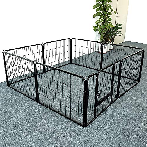 YIMING Welpen Welpenlaufgehege, faltbar, Gitter 80 x 60 cm, Spielstall für Hunde, Metallzaun, Gehege mit Tür, für Innen und Außen Outdoor (8 Stück) von YIMING
