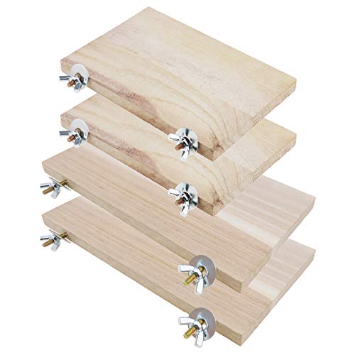 YINETTECH 4 x Hamster Chinchilla Holz Springboards Holz Rechteck Haustier Ständer Board Plattform mit Schraube Mutter Unterlegscheibe für Kleintiere Haustier Spielzeug von YINETTECH