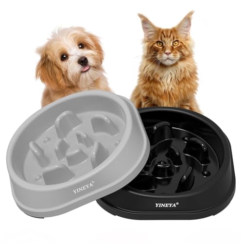 YINEYA 2 Stück Langsame Fütterung Hundenapf, Anti Schling Interaktiver Hundenapf, Antischlingnapf Hunde, Hundezubehör, Das Fressen verlangsamt, Labyrinth-Hundepuzzle-Feeder für Kleine Hunde&Katzen von YINEYA