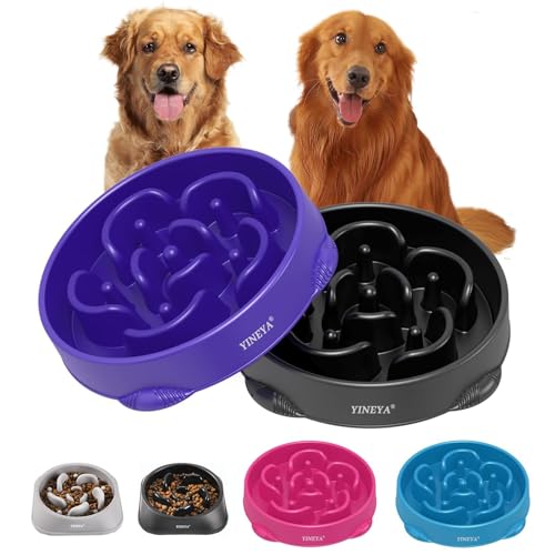 YINEYA 4 Cups Langsame Fütterung Hundenapf, Anti Schling Interaktiver Hundenapf,Antischlingnapf Hunde, Hundezubehör, Das Fressen verlangsamt, 2 Stück von YINEYA