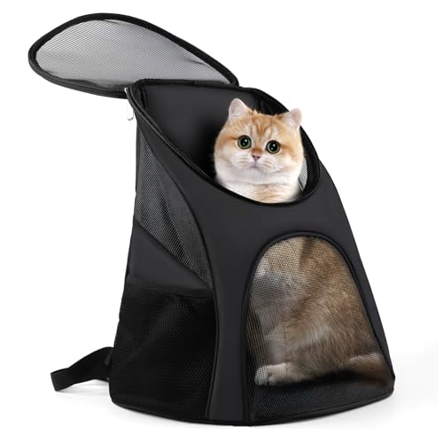 Hundetragerucksack, atmungsaktiv, für kleine Haustiere/Katzen/Welpen, Haustier-Tragetasche mit Netz-Belüftung, Sicherheitsmerkmale und Rückenstütze für Reisen, Wandern, Camping, Outdoor (Schwarz Hundetragerucksack, atmungsaktiv, für kleine Haustiere/Katzen/Welpen, Haustier-Tragetasche mit Netz-Belüftung, Sicherheitsmerkmale und Rückenstütze für Reisen, Wandern, Camping, Outdoor (Schwarz von YINGJEE