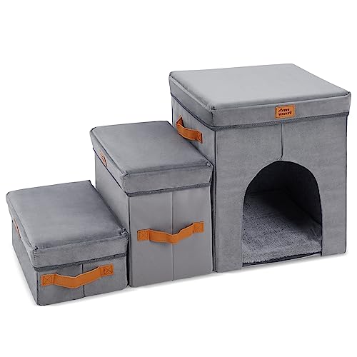 YingWahKee 45,7 cm H Haustiertreppe Stufen mit Stauraum & Höhle, faltbare Hundetreppe Stufen für Hochbett & Couch & Fensterbank, rutschfeste Haustierrampe Leiter für Katzen & kleine und mittelgroße YingWahKee 45,7 cm H Haustiertreppe Stufen mit Stauraum & Höhle, faltbare Hundetreppe Stufen für Hochbett & Couch & Fensterbank, rutschfeste Haustierrampe Leiter für Katzen & kleine und mittelgroße von YINGWAHKEE