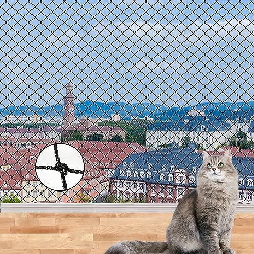 Katzennetz für Balkon ohne Bohren,Katzennetz Drahtverstärkt,Vogelschutznetz mit Befestigungsseil und Zubehör Witterungsfest,Katzenschutz Fenster für Balkon,Terrassen,Garten,Dachluken,Türen (4*3m) Katzennetz für Balkon ohne Bohren,Katzennetz Drahtverstärkt,Vogelschutznetz mit Befestigungsseil und Zubehör Witterungsfest,Katzenschutz Fenster für Balkon,Terrassen,Garten,Dachluken,Türen (4*3m) von YIOUMLY