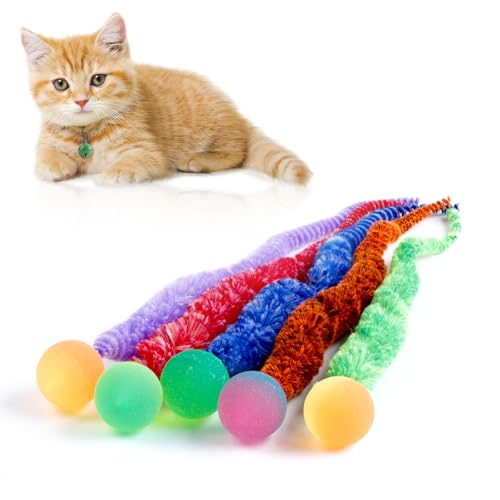 YISHANGFA Gemischte Hüpfbälle für Katzen, 5 Stück, flauschiges Wurmspielzeug mit Ball, magischer Wurm, Hüpfball mit Schwanz, Katzenspielzeug YISHANGFA Gemischte Hüpfbälle für Katzen, 5 Stück, flauschiges Wurmspielzeug mit Ball, magischer Wurm, Hüpfball mit Schwanz, Katzenspielzeug von YISHANGFA