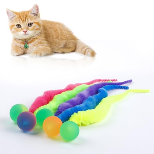 YISHANGFA Hüpfbälle für Katzen, 5 Stück, flauschiges Wurmspielzeug mit Ball, magischer Wurm, Hüpfball mit Schwanz, Katzenspielzeug YISHANGFA Hüpfbälle für Katzen, 5 Stück, flauschiges Wurmspielzeug mit Ball, magischer Wurm, Hüpfball mit Schwanz, Katzenspielzeug von YISHANGFA