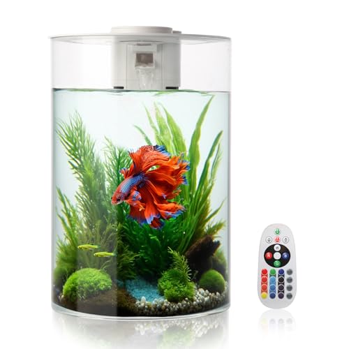 YISITONG Aquarium, 360°-Aquarium mit LED-Vollspektrum-Beleuchtung und Leistungsfilter für eine Vielzahl von Wasserpflanzen und Fischen von YISITONG
