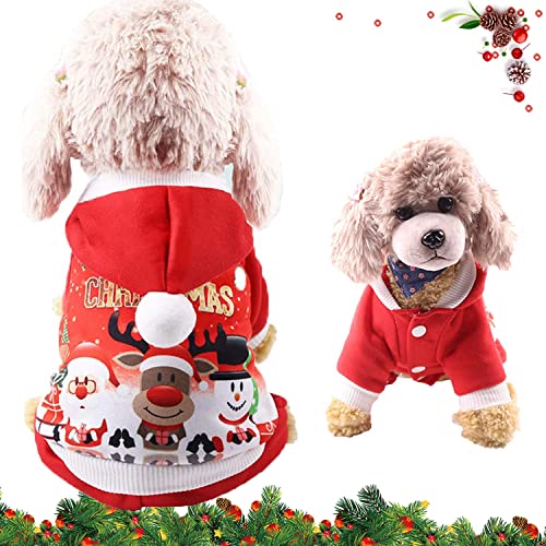 Weihnachten Hunde Bekleidung, Weihnachten Kapuzen Haustier Kleidung, Haustier Weihnachtsmann Kleidung, Weihnachten Niedlich Hundebekleidung Super Weich Kostüm, Geschenk für Hund von YISKY