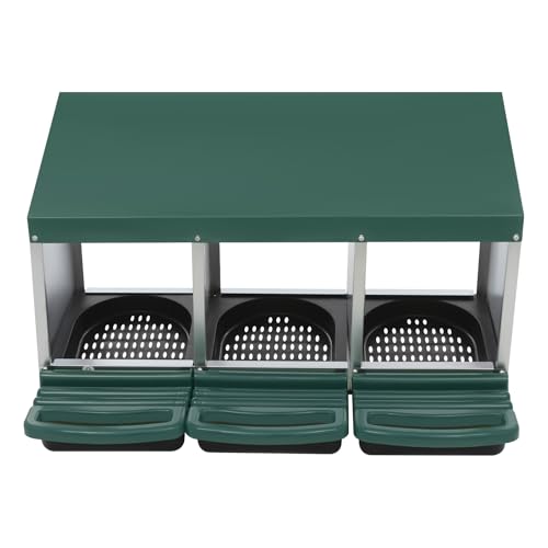 Hühner Legenest,3 Abteile,81x52x48cm Hühnernest Abrollnest, Hühner Nestkasten,Hühnerei Legen Box für Outdoor, Hinterhof, Bauernhof (Grün) von YISSALE