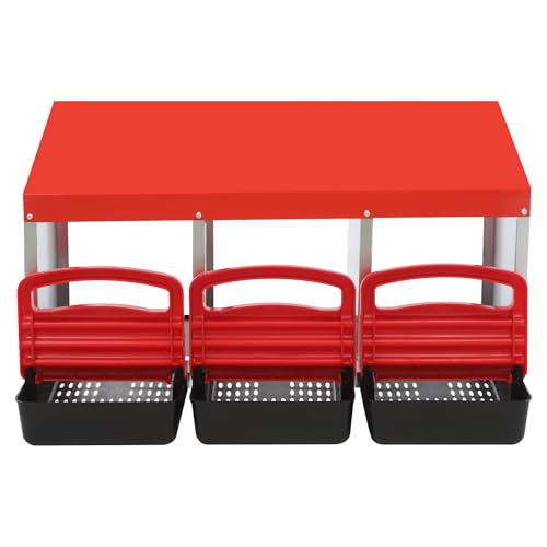 Hühner Legenest,3 Abteile,81x52x48cm Hühnernest Abrollnest, Hühner Nestkasten,Hühnerei Legen Box für Outdoor, Hinterhof, Bauernhof (Rot) von YISSALE