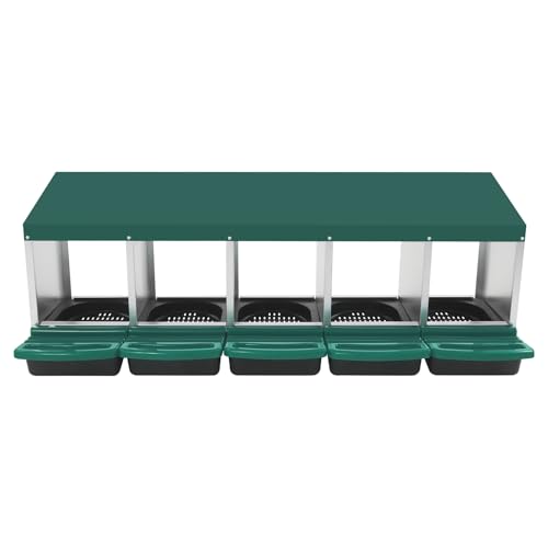 Hühner Legenest,5 Abteile,132x52x48cm Hühnernest Abrollnest, Hühner Nestkasten,Hühnerei Legen Box für Outdoor, Hinterhof, Bauernhof (Grün) von YISSALE