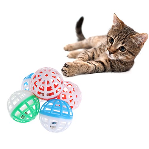 ❤ 5 Stück Katzenspielzeug Glocke Hohlkugeln Sound Haustier Spiel Kätzchen Kunststoff Interaktive Rassel von YISU