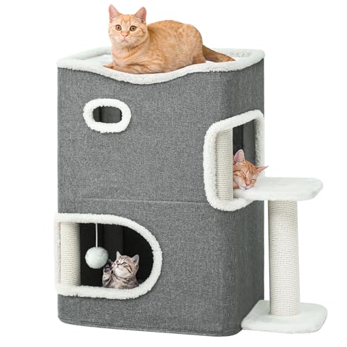 Katzenhaus Indoor Faltbare, Katzenhöhle Große Katzen, Katzenhöhle mit Kratzfläche für Regal, Katzen Haus,cat House cave, katzenbett höhle katzenverstec katzenhöle Katzentonne Katzen Klettern von YITAHOME
