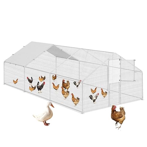 XXL Metall Hühnerstall mit Zweiteilige Tür (3x6x2m), Großes Geflügelgehege für Hühner, Enten & Kaninchen, Wasserdichtes & UV-beständiges Dach, Robustes Freigehege für Garten mit Spitzdach von YITAHOME