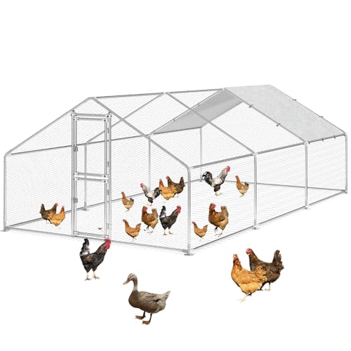 XXL Metall Hühnerstall mit Zweiteilige Tür (3x6x2m), Großes Geflügelgehege für Hühner, Enten & Kaninchen, Wasserdichtes & UV-beständiges Dach, Robustes Freigehege für Garten mit Spitzdach von YITAHOME