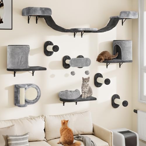 YITAHOME 11-Teiliges Stabiler Kletterwand Katzen Set aus Flanell, Katzenmöbel mit Katzenhaus, Katzenkratzbrett, Katzenhängebrücke, Katzenbett, Sisalsäule für Katze Schlafen Spielen Lounging YITAHOME 11-Teiliges Stabiler Kletterwand Katzen Set aus Flanell, Katzenmöbel mit Katzenhaus, Katzenkratzbrett, Katzenhängebrücke, Katzenbett, Sisalsäule für Katze Schlafen Spielen Lounging von YITAHOME
