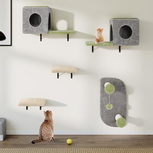 YITAHOME 5-Teiliges Stabiler Kletterwand Katzen Set aus Flanell, Katzenmöbel mit Katzenhaus, Katzenbett, Sisalsäule für Katze Schlafen Spielen Lounging YITAHOME 5-Teiliges Stabiler Kletterwand Katzen Set aus Flanell, Katzenmöbel mit Katzenhaus, Katzenbett, Sisalsäule für Katze Schlafen Spielen Lounging von YITAHOME