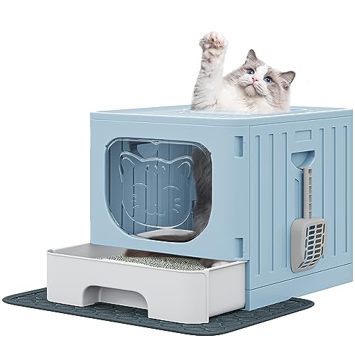 YITAHOME Faltbare Katzentoilette mit Ausgang Oben und herausziehbarer Schale, geräumig, geruchskontrollierend und reisefreundlich – Premium PP, auslaufsicher & leicht zu reinigen (inkl. Schaufel und von YITAHOME
