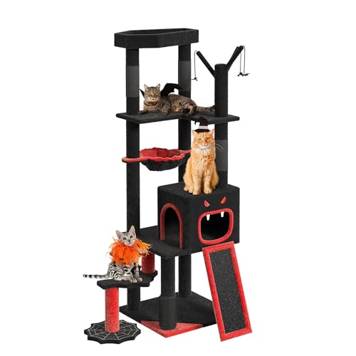 YITAHOME Gothic Kratzbaum groß, 153cm hoch, XL Grosse Katzen Stabil mit 4 Sisalsäule, 1 Kratzbrettern, 1 Katzenbett, 1 lustiger Katzenstock, Plattformnest, Höhle, Halloween, schwarz YITAHOME Gothic Kratzbaum groß, 153cm hoch, XL Grosse Katzen Stabil mit 4 Sisalsäule, 1 Kratzbrettern, 1 Katzenbett, 1 lustiger Katzenstock, Plattformnest, Höhle, Halloween, schwarz von YITAHOME