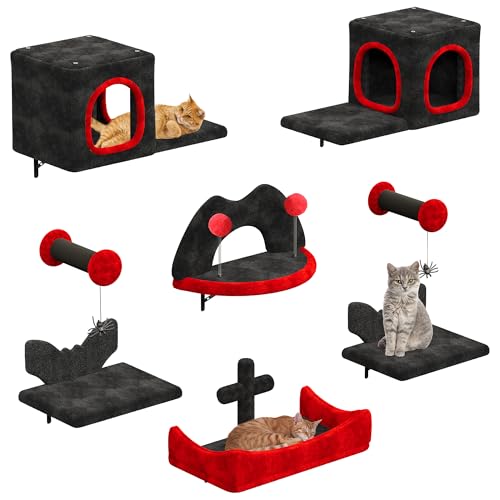 YITAHOME Gotisch Kletterwand Katzen Set aus Flanell, 8-Teiliges Stabiler Katzenmöbel mit Katzenhaus, Katzenbett, 2 Plattformen, Sisalsäule mit Spinne für Katze Schlafen Spielen Lounging YITAHOME Gotisch Kletterwand Katzen Set aus Flanell, 8-Teiliges Stabiler Katzenmöbel mit Katzenhaus, Katzenbett, 2 Plattformen, Sisalsäule mit Spinne für Katze Schlafen Spielen Lounging von YITAHOME