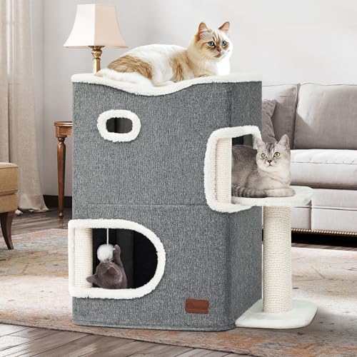 YITAHOME Katzenbett für Indoor-Katzen, Katzenhaus Indoor, Katzentonne, Katzenhöhle, Kratzbaum Klein mit Plattform, Katzenmöbel, Katzenbett Höhle, katzenhöhlen, Katzenbetten (Grau) von YITAHOME