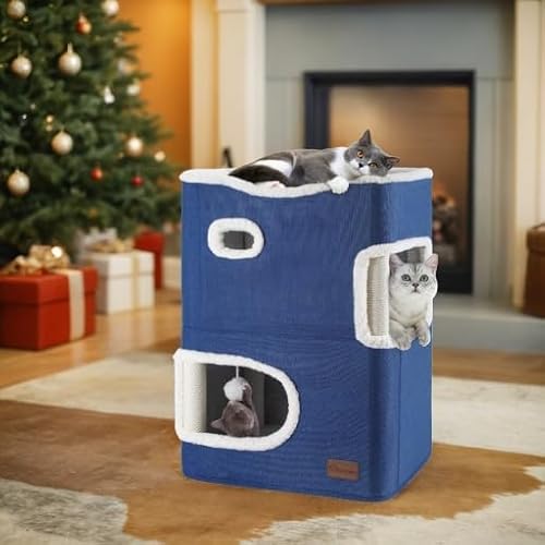 YITAHOME Katzenhaus Indoor, Katzenbett für Indoor-Katzen, Katzentonne, Katzenhöhle, Kratzbaum Klein, Katzenmöbel, Katzenbett Höhle, katzenhöhlen, Katzenbetten (Blau) von YITAHOME