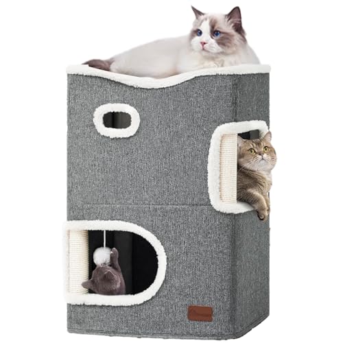 YITAHOME Katzenhaus Indoor, Katzenbett für Indoor-Katzen, Katzentonne, Katzenhöhle, Kratzbaum Klein, Katzenmöbel, Katzenbett Höhle, katzenhöhlen, Katzenbetten (Grau) von YITAHOME