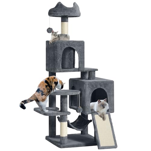 YITAHOME Kratzbaum Groß, XL 137 cm hoch, mit 2 Sisalpfosten Kratzsäule, 1 Plattformen, 2 Höhlen, Hängematte, Plüschbälle, Katzenkratzbrett, Kletterbaum für Katzen, Dunkelgrau YITAHOME Kratzbaum Groß, XL 137 cm hoch, mit 2 Sisalpfosten Kratzsäule, 1 Plattformen, 2 Höhlen, Hängematte, Plüschbälle, Katzenkratzbrett, Kletterbaum für Katzen, Dunkelgrau von YITAHOME