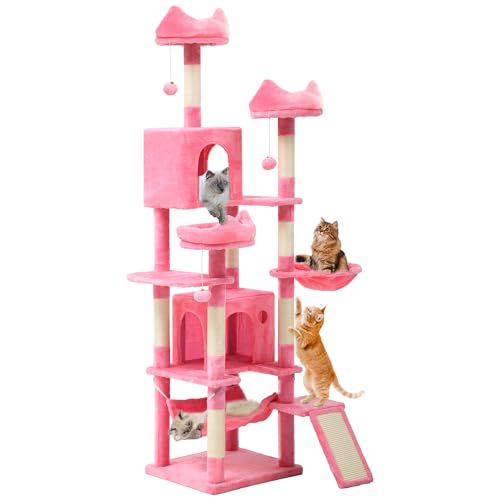YITAHOME Kratzbaum Groß, XXL 190 cm hoch, mit 8 Sisalpfosten Kratzsäule, 3 Plattformen, 2 Höhlen, Korb, Hängematte, Plüschbälle, Katzenkratzbrett, Kletterbaum für Katzen, Rosa YITAHOME Kratzbaum Groß, XXL 190 cm hoch, mit 8 Sisalpfosten Kratzsäule, 3 Plattformen, 2 Höhlen, Korb, Hängematte, Plüschbälle, Katzenkratzbrett, Kletterbaum für Katzen, Rosa von YITAHOME