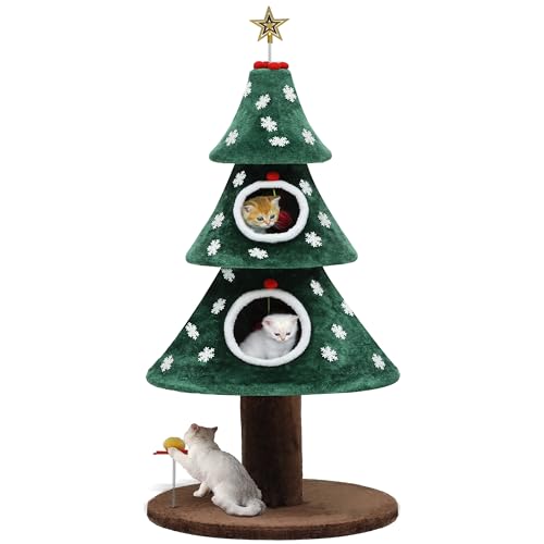 YITAHOME Weihnachtskratzbaum, 132cm mit doppellagigem Katzenhaus, Katzenturm, mit Katzenspielzeug, geeignet für Wohnungskatzen, Weihnachtsdeko, Katzenmöbel YITAHOME Weihnachtskratzbaum, 132cm mit doppellagigem Katzenhaus, Katzenturm, mit Katzenspielzeug, geeignet für Wohnungskatzen, Weihnachtsdeko, Katzenmöbel von YITAHOME
