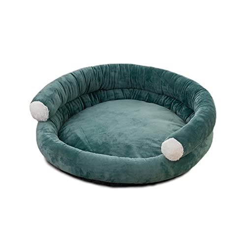 YITANA Egg Tart Pet Dog Sofa Bed Round Cat Sofas Cat Bed with Zipper Dog Bed for Small Midium Dog Suede Easy Clean (L,Green) von YITANA