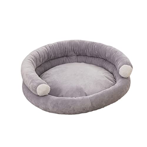 YITANA Egg Tart Pet Dog Sofa Bed Round Cat Sofas Cat Bed with Zipper Dog Bed for Small Midium Dog Suede Easy Clean (L,Grey) von YITANA