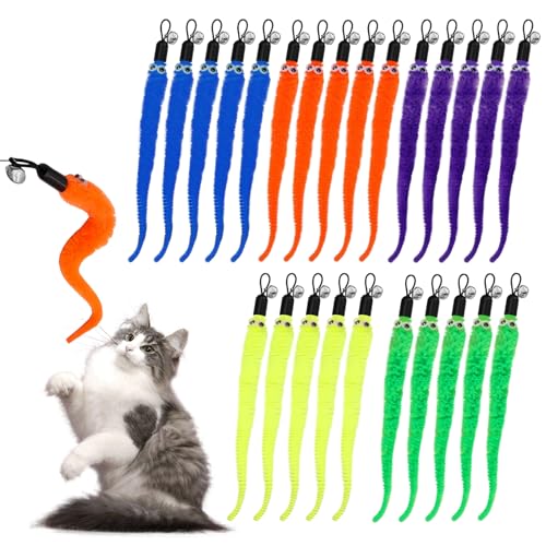 YIUWOD Satz von 20 Katzenspielzeug Angel - Spielangel FüR Katzen - Katzenspielzeug Wurm - ErsatzstüCke Mit Glocken FüR KäTzchentraining,Spielen Im Haus von YIUWOD