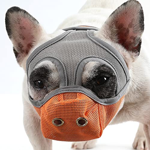 YIWENG Mesh-Maulkorb Maulkorb Atmungsaktives Mesh für Hunde mit kurzer Schnauze Verhindert beißendes Bellen von YIWENG