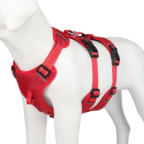 YIWEOG Hundegeschirr, kein Ziehen, Hundegeschirr, verstellbar, stark reflektierend bei Nacht, Haustier-Brustgeschirr, einfache Kontrolle, mittelgroßes und großes Hundegeschirr von YIWENG