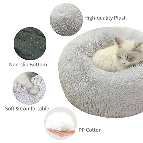 YIWEOG Bettunterlage Kuscheliges rundes Haustierbett aus Plüsch Selbstwärmendes Katzenbett Kissen Katzenkissenbett mit rutschfestem Boden Weiche Winter-waschbare Katzenbettmatte für Indoor-Katzen Hund von YIWEOG